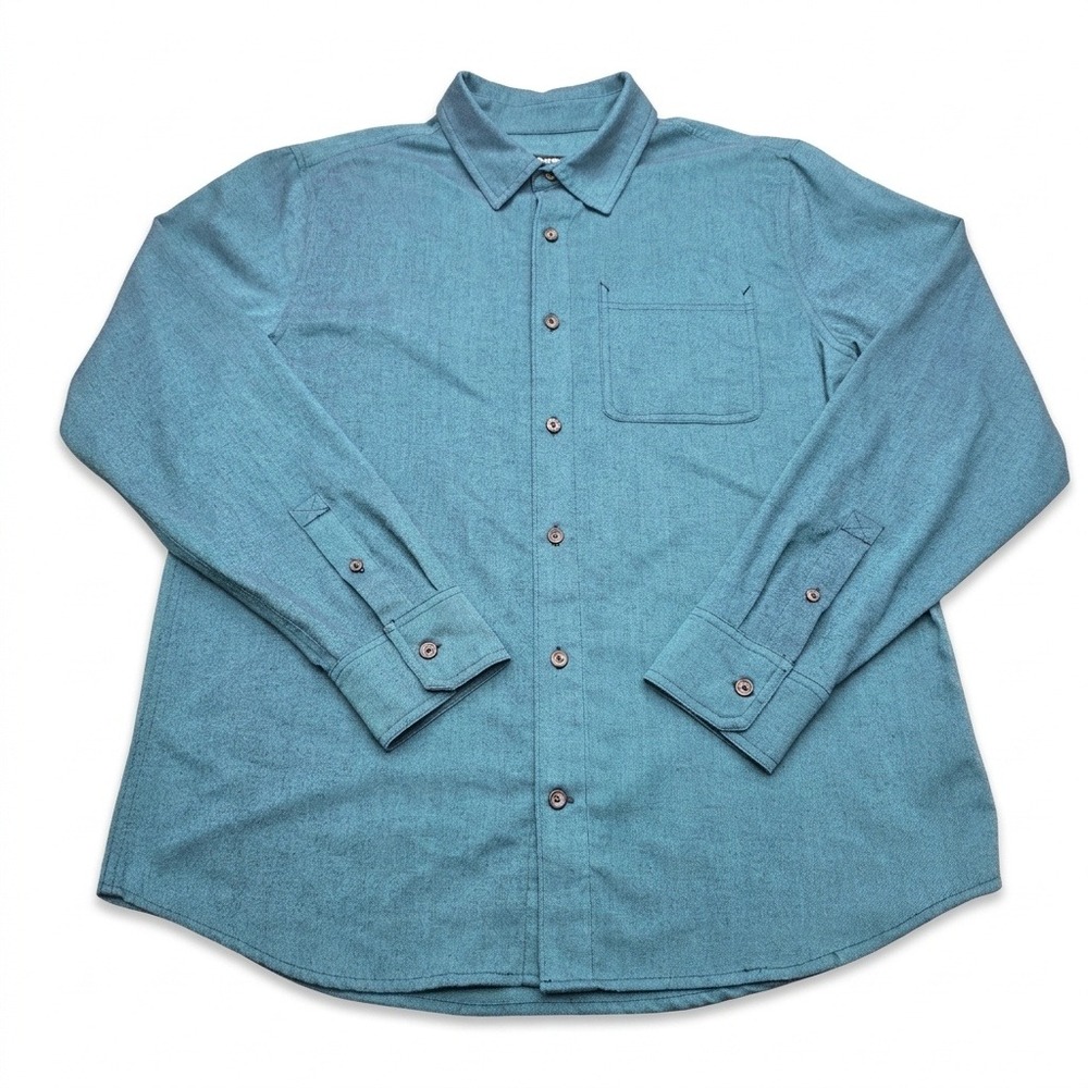 Outdoor Research Kulshan‎ Flannel Shirt Mens Large Blue Teal Hiking Button Up L